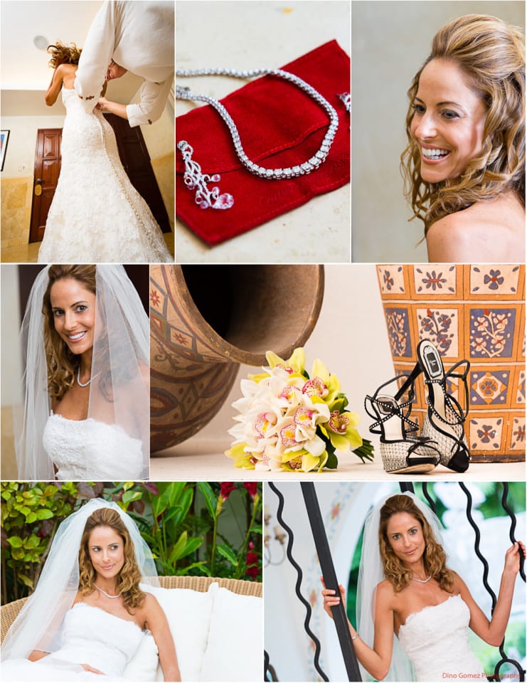 Glamorous bride with shots of her wedding accessories