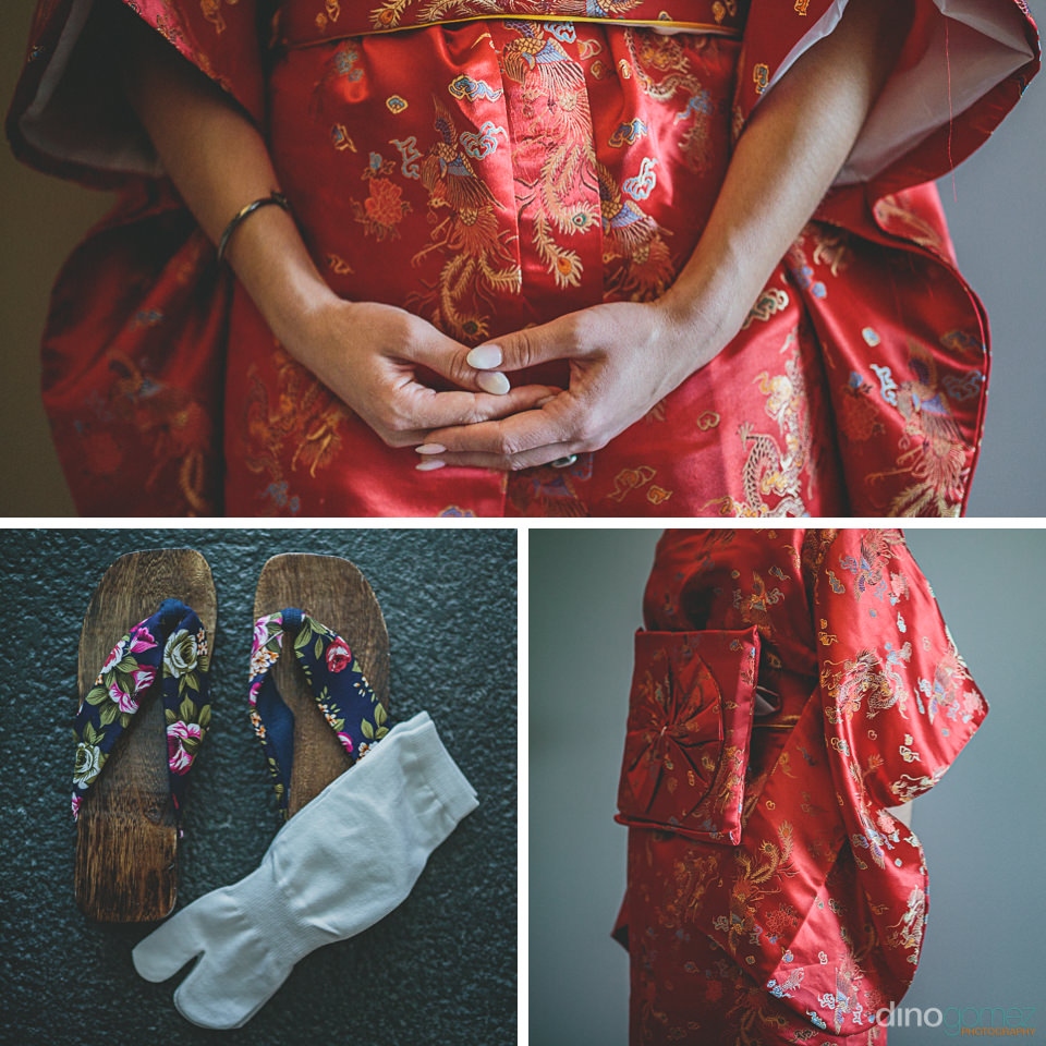 Stunning Red Kimono and Slippers Worn by Bride