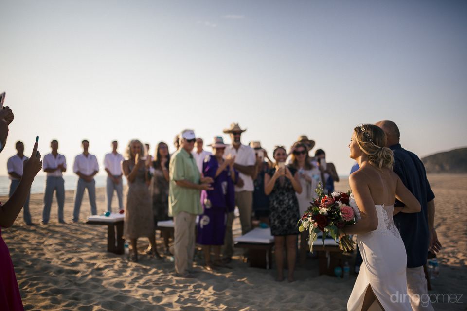 Bride Arrives to the Wedding Ceremony with her Dad