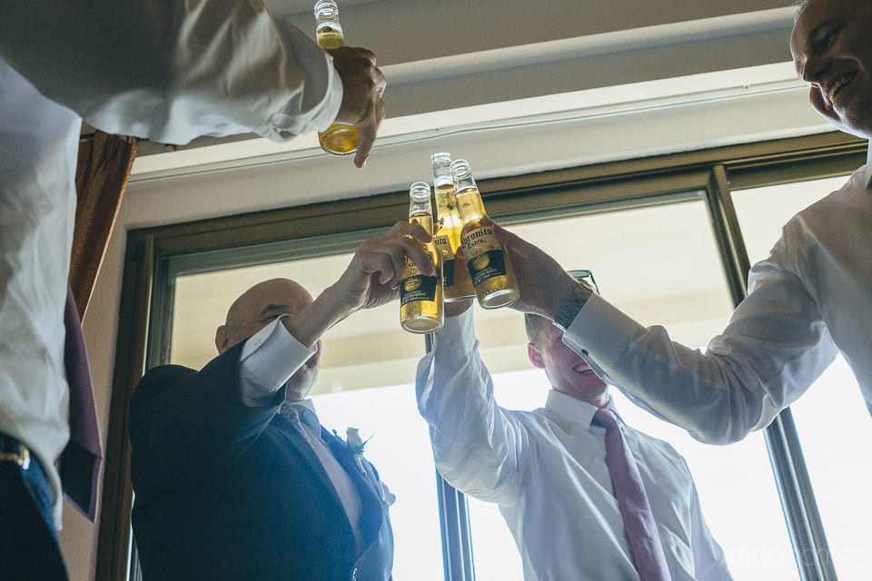 Groom With His Team Is Raising A Toast Before The Start Of The Wedding Ceremonies Of The Lovely Couple- Jay & Drew